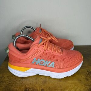 Hoka One One Bondi 7 Running Shoes Women's Size 8.5 Coastal Shade Orange